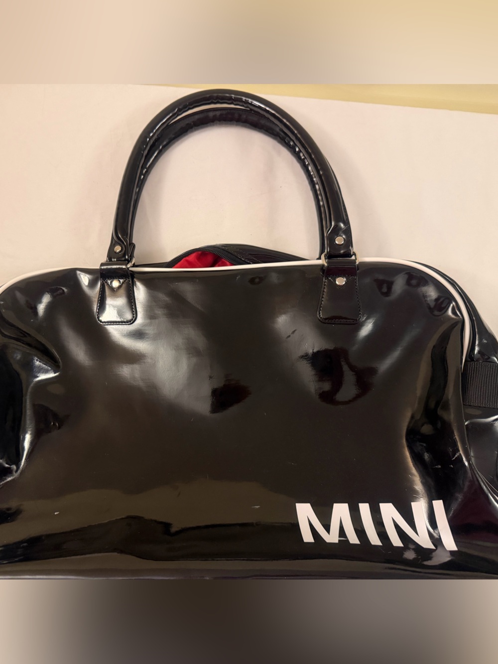 Mini Cooper Glossy Black Patent Tote Bag